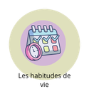 Illustration représentant les habitudes de vie prises en compte dans l'accompagnement nutritionnel.